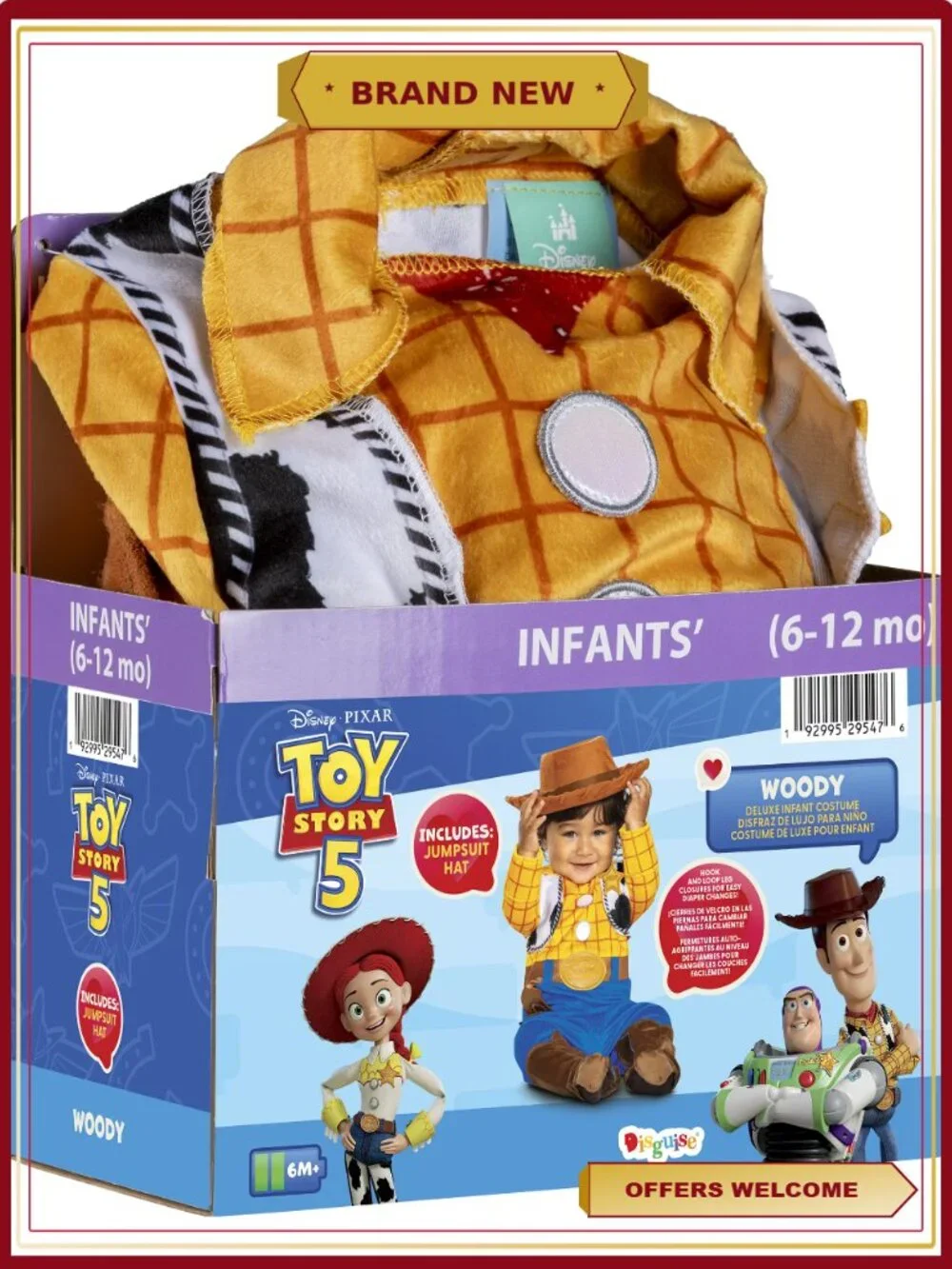 Disney Toy Story Woody Deluxe Infant Costume 6-12M Halloween